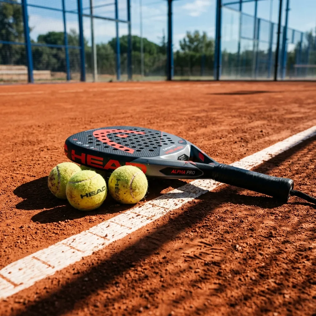 Padel Racket and Balls on Court